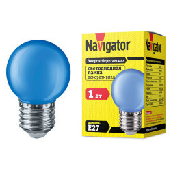 Лампа светодиодная 71 829 NLL-G45-1-230-B-E27 1Вт шар E27 220-240В син. Navigator 71829