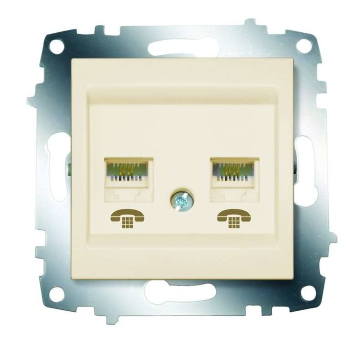 Механизм розетки телеф. 2-м Cosmo RJ11 + RJ11 крем. ABB 619-010300-222