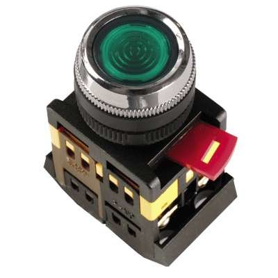 Кнопка ABLFS-22 d22мм 1з+1р 240В неон зел. IEK BBT30-ABLFS-K06