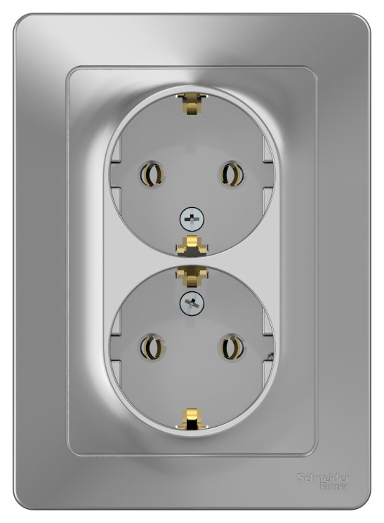 Розетка 2-м СП Blanca 16А IP20 250В с заземл. без защ. шторок алюм. SE BLNRS001023