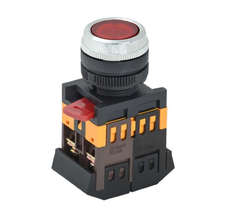 Кнопка ABLFS-22 d22мм 1з+1р 240В неон кр. IEK BBT30-ABLFS-K04