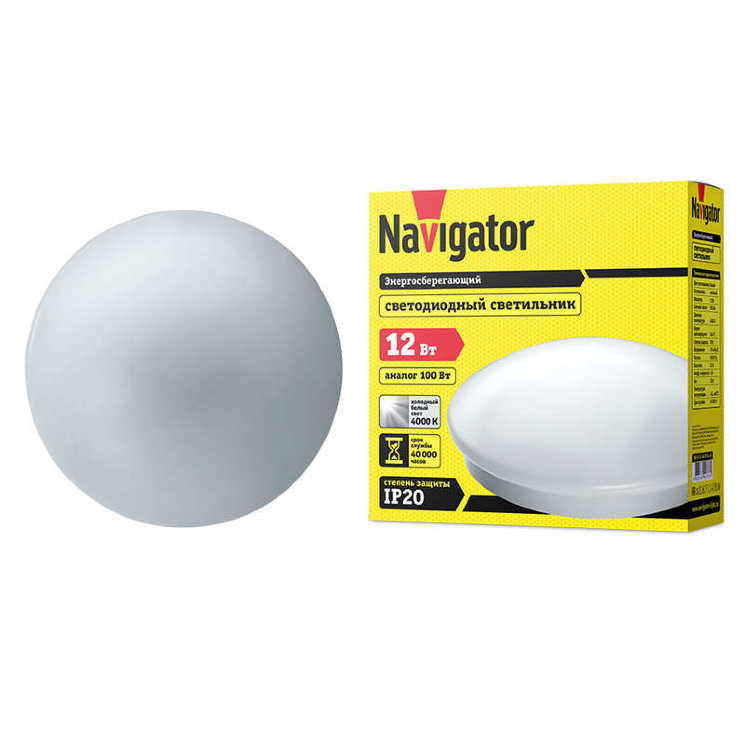 Светильник светодиодный 94 777 NBL-R1-12-4K-IP20-LED 12Вт 4000К IP20 960лм Navigator 94777