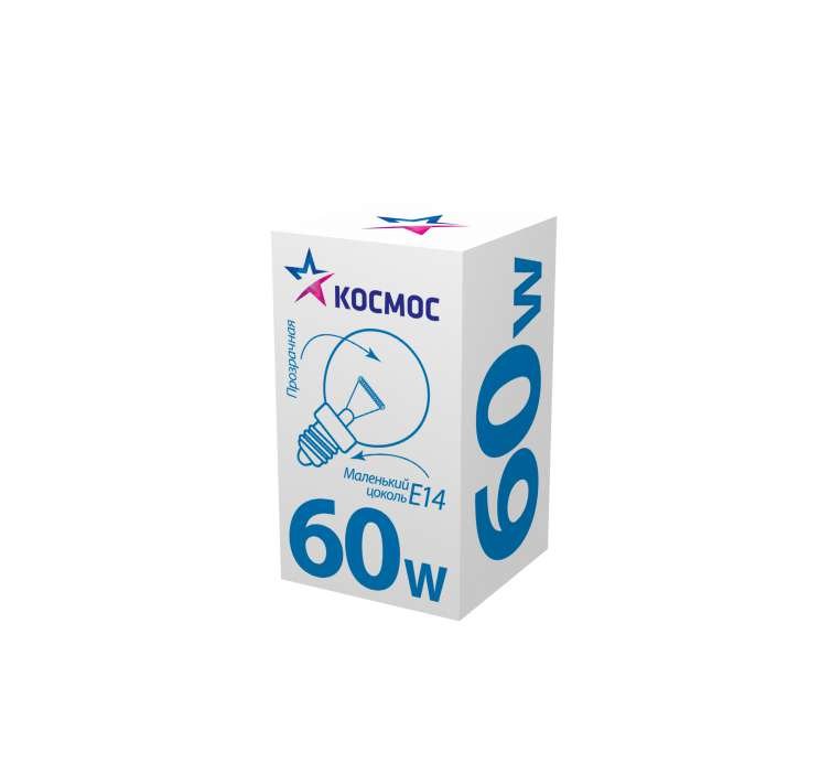 Лампа накаливания Шар 60Вт E14 прозр. Космос LKsmSSpCL60E14v2