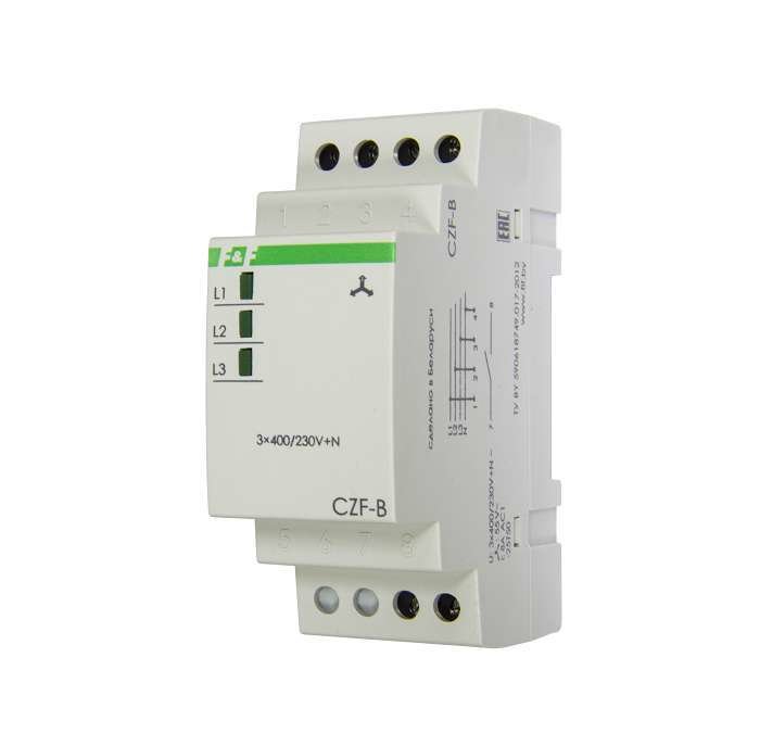 Реле контроля фаз CZF-B (3х400/230+N 8А 1перекл. IP20 монтаж на DIN-рейке) F&F EA04.001.002