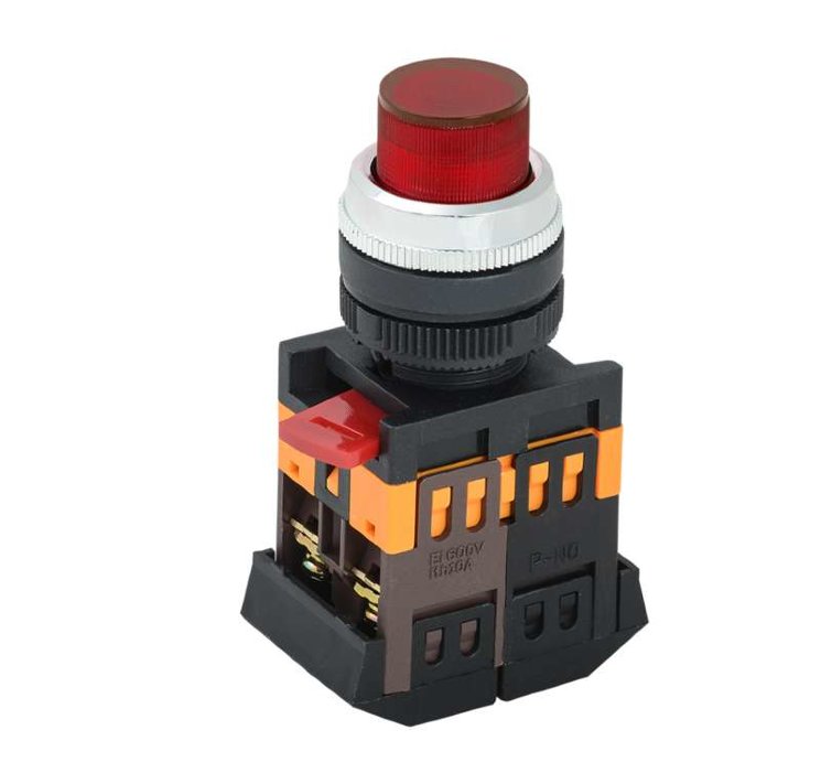 Кнопка ABLFP-22 d22мм 1з+1р 240В неон кр. IEK BBT20-ABLFP-K04