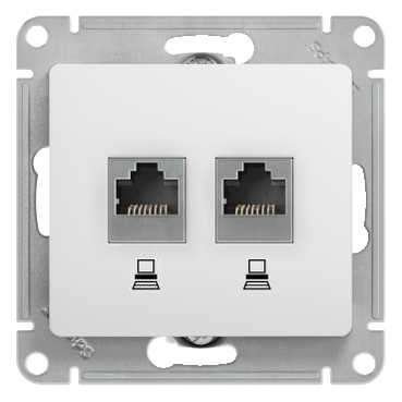 Розетка компьютерная 2-м Glossa RJ45 кат.5E механизм бел. SE GSL000185KK