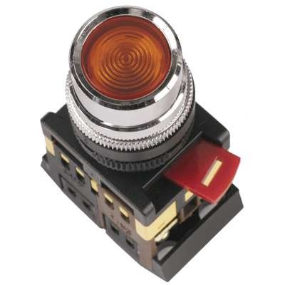 Кнопка ABLF-22 d22мм 1з+1р 240В неон красн. IEK BBT10-ABLF-K04