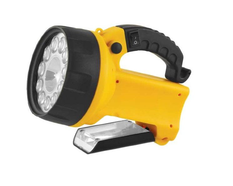 Фонарь аккумуляторный UF3753LED 11LED + галоген. аккум. 4В 2А.ч 220В/12В пластик. желт. (кор.) Ultraflash 8311